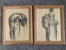 Pair of Abstract Original Charcoal sketch drawing Nude Study Female portraits, used for sale  Shipping to South Africa