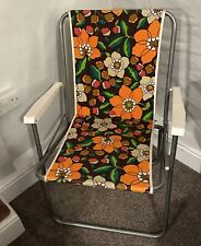 Vintage Retro Floral Folding Garden Deck Chair Camping Beach 70s VW for sale  Shipping to South Africa