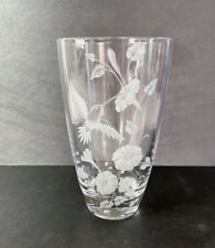 Fostoria Hummingbird Etched Vase 24% Lead Crystal 7.5" Distributed by Avon for sale  Shipping to South Africa