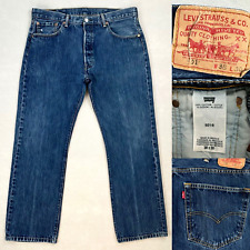 Jeans masculino Levis 501 original azul denim tamanho 38x30 lavagem perna reta WPL423 comprar usado  Enviando para Brazil