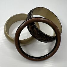 Usado, Lote H6 pulseiras de acrílico pintadas de resina folheado a madeira ouro boho anos 70 pulseiras retrô comprar usado  Enviando para Brazil