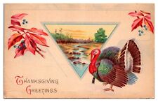 Cartão postal antigo de saudações de Ação de Graças, Turquia, cena do rio, folhas coloridas, usado comprar usado  Enviando para Brazil