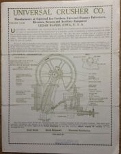 c1910 Universal Crusher Co folleto publicitario cedro rápido IA pantalla Jaw Hammer segunda mano  Embacar hacia Mexico