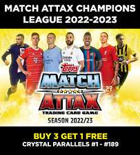 MATCH ATTAX CHAMPIONS LEAGUE 2022-23 22/23 CRYSTAL PARALLEL CARDS #1 - #189 myynnissä  Leverans till Finland