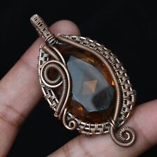 Linda joia pingente de fio de cobre feita à mão de pedra preciosa citrina CCP 040 comprar usado  Enviando para Brazil