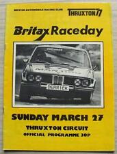 THRUXTON 27 de março de 1977 BARC BRITAX RACEDAY Car Races A4 Programa Oficial, usado comprar usado  Enviando para Brazil