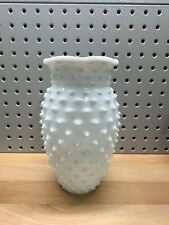 Milk Glass Hobnail Crimped Ruffled Rim Vase Wedding Winter Spring Clean White for sale  Shipping to South Africa