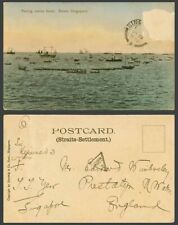 Cartão postal antigo de Cingapura 1908 UB corrida barcos nativos estradas, navios de corrida de barcos dragão, usado comprar usado  Enviando para Brazil