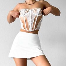 Nasty Gal White Strapless Sheer Mesh Corset Bustier Lace Crop Top Size S/M for sale  Shipping to South Africa