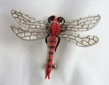 Pink Enameled Dragonfly with Clear Plastic Veined Wings Pin Brooch - Beautiful! for sale  Shipping to South Africa