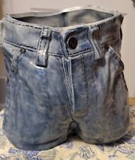 Calça jeans azul denim vintage década de 1980 cerâmica vaso plantador grande 9" comprar usado  Enviando para Brazil