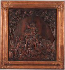 Usado, Antiguo panel de madera tallada joven Baco dios del vino caoba bodega segunda mano  Embacar hacia Argentina