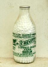 milk bottle : lovely old Revitt of Rivelin : dairy  pint for sale  Shipping to Canada