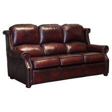 VINTAGE THOMAS LLOYD MARLOW BURGUNDY LEATHER 3 SEATER SOFA for sale  Shipping to South Africa