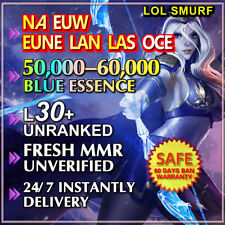 50K BE League of Legends 🥇 NA EUW EUNE LAN LAS OCE LOL 🚀 Smurf Unranked L30, brukt til salgs  Frakt til Norway