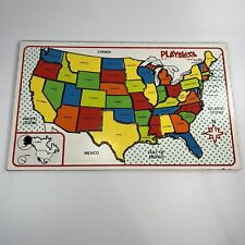Vintage Playskool Wood USA Map Puzzle United States & Capitals 770 1960s for sale  Richmond
