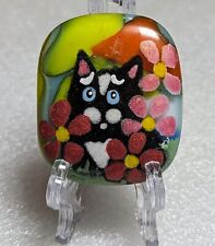 Usado, Azulejo de resina colecionável feito à mão preto gatinho gato com flores por Heidi  comprar usado  Enviando para Brazil