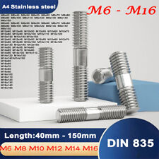 Usado, Parafusos de haste de barra de parafuso prisioneiro M6-M16 rosca dupla A4 parafusos de aço inoxidável DIN835 comprar usado  Enviando para Brazil