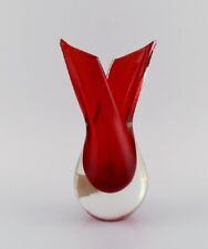 Jarrón Murano en vidrio artístico soplado por la boca rojo y claro. Diseño italiano, década de 1960 segunda mano  Embacar hacia Argentina