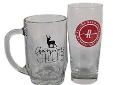  2 Beer Mugs Glass Deer Buck  Looking  5.5"   Champions Club With Redline Glass  for sale  Shipping to South Africa