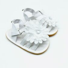 Bebê Meninas Sandálias Tiras Flor Hook & Loop aberto Toe Branco tamanho 2 comprar usado  Enviando para Brazil