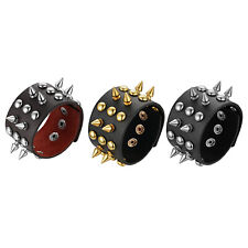 Usado, Pulseira masculina de couro punk rock com rebite largo cravos comprar usado  Enviando para Brazil