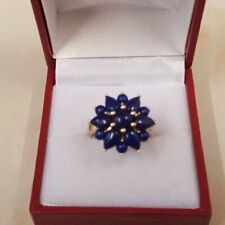 9ct Gold Lapis Lazuli 4.10ct  Floral Cluster Design Ring for sale  AYLESBURY