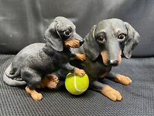 Danbury Mint "PUPPY PLAYTIME" Black & Brown Dachshund Figurine for sale  Shipping to South Africa