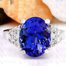 8.51ct Oval Shape Natural Tanzanite Gemstones Diamond Ring Real 14K White Gold for sale  Shipping to South Africa