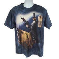 The Mountain Abraham Lincoln Grizzly Bear T-shirt Size M Tie-dye Blue, used for sale  Shipping to South Africa