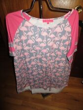 Women Simply Southern W/flamingos Short Sleeve Shirt Longer In Back Size XXL VGC for sale  Shipping to South Africa