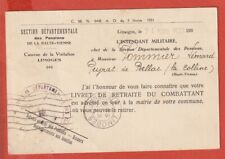 Document militaire intendant d'occasion  Villeurbanne