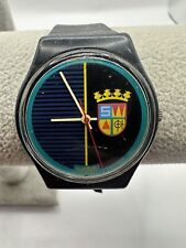 Broken Swatch Watch AG 1986 Fabricado na Suíça Nova Bateria Pulseira Preta 34MM X comprar usado  Enviando para Brazil