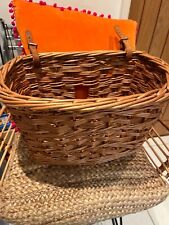 Vintage WICKER BICYCLE BASKET; WITH LEATHER STRAPS TO ATTACH TO HANDLEBARS for sale  Shipping to South Africa