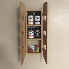 VTG Solid Wood 3Tier Corner Wall Shelf Hanging Doors Pegs Heart Country, used for sale  Shipping to South Africa