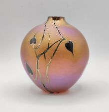 Used, Vintage 1993 Craig Zweifel 4.5" Hearts & Vines Iridescent Art Glass Vase for sale  Shipping to South Africa