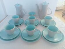 Stunning Mid Century 21pc Poole Pottery Grey Blue Twin Tone Complete Coffee Set, used for sale  LINCOLN