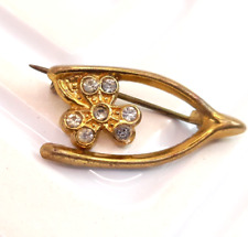 Vintage Lucky Wishbone Shamrock Brooch Good Luck Jewellery Irish Wedding for sale  Shipping to South Africa