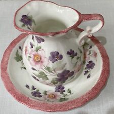 Used, Vtg 80’s Jug 4.5” And Saucer Pretty Pink Dog-Roses Cottagecore David Michael for sale  Shipping to South Africa