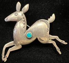 Vintage Deer Brooch Pin with Turquoise Colored Stone & Stamped Details! for sale  Shipping to South Africa