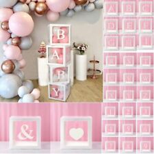 A-Z 0-9 Baby Shower Décor Gift Box Transparent Balloons Packing DIY Letter Cube for sale  PORTSMOUTH