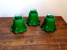 Used, Antique Green Cased Glass Lamp Shade Emeralite Style 2" Fitting Lot of 3 for sale  Shipping to South Africa