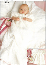 knitting pattern baby christening gown lacy dress weddings size  18 inch, used for sale  Shipping to South Africa