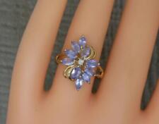 Stunning 9ct Yellow Gold Tanzanite & Diamond Cluster Ring UK Size N for sale  Shipping to South Africa