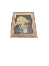 Retrato a óleo vintage de pescador sueco - Pintura de chapéu amarelo assinada por Axelson comprar usado  Enviando para Brazil