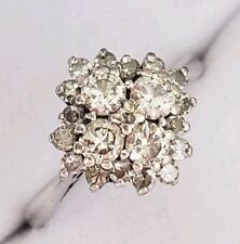 white gold diamond cluster ring for sale  LIVINGSTON