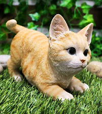 Pet Pal Playful Crouching Feline Orange Tabby Cat Kitten Figurine W/ Glass Eyes, used for sale  Shipping to South Africa