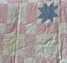 ANTIQUE Eight Point Star Quilt 1930-1940 - Hand Quilted - Cutter - ROUGH~ 74X74" for sale  Shipping to South Africa