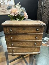 Vintage Oak Wooden Sewing Cabinet/Chest with 4 Sliding Drawers 14.5x 15x 7in, used for sale  Shipping to South Africa