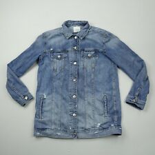 American Eagle Women's Medium Denim Jacket Distressed Blue Cotton Button Down for sale  Park City
